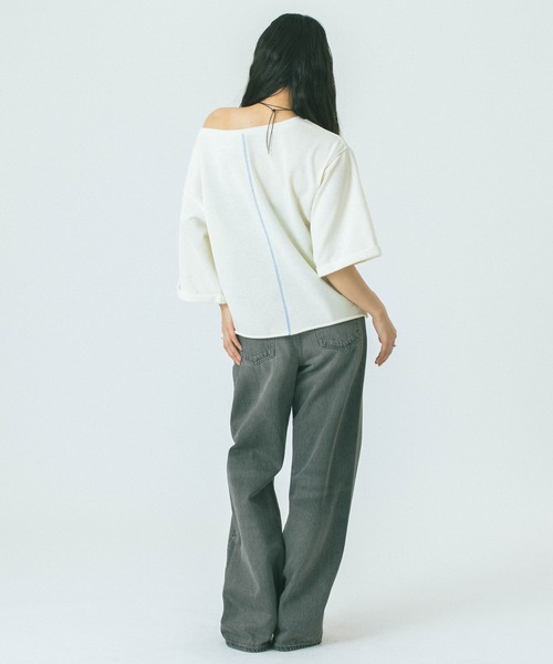 ROSE BUD（ローズバッド）の「【WEB・一部店舗限定】COLOR NEP OFF-SHOULDER TOP（Tシャツ/カットソー・レディース・ホワイト/グレー/ネイビー・ONE SIZE）」の16枚目の写真