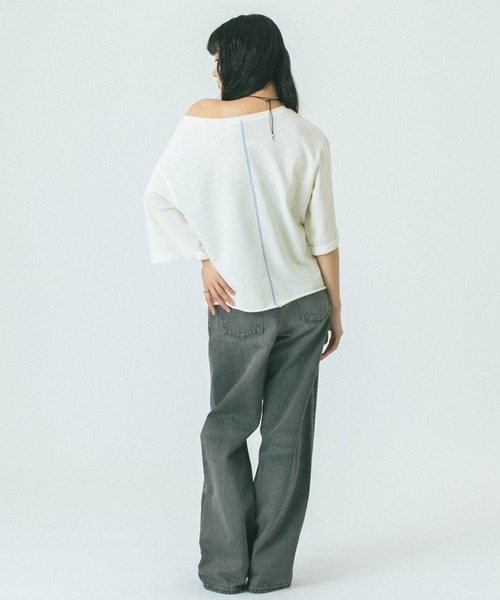 ROSE BUD（ローズバッド）の「【WEB・一部店舗限定】COLOR NEP OFF-SHOULDER TOP（Tシャツ/カットソー・レディース・ホワイト/グレー/ネイビー・ONE SIZE）」の17枚目の写真