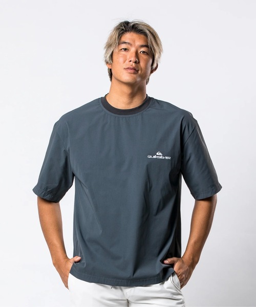 ★QUIKSILVER★半袖 ラッシュガード/ ルーズフィット UPF50+ DOUBLE LOGO SS /クイックシルバーバックロゴプリントルーズ