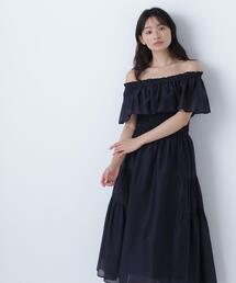 ◇シアーオフショルワンピース