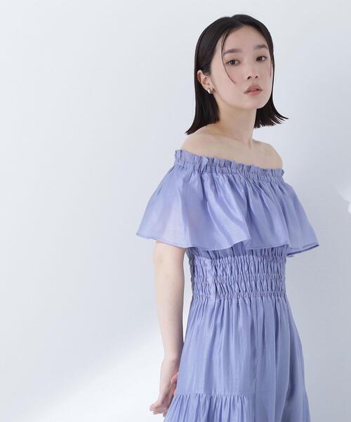 NATURAL BEAUTY BASIC(ナチュラルビューティーベーシック)の「◇シアーオフショルワンピース(ワンピース・レディース・ブルー/ネイビー/ダークブラウン・SMALL/MEDIUM/P/S)」の18枚目の写真