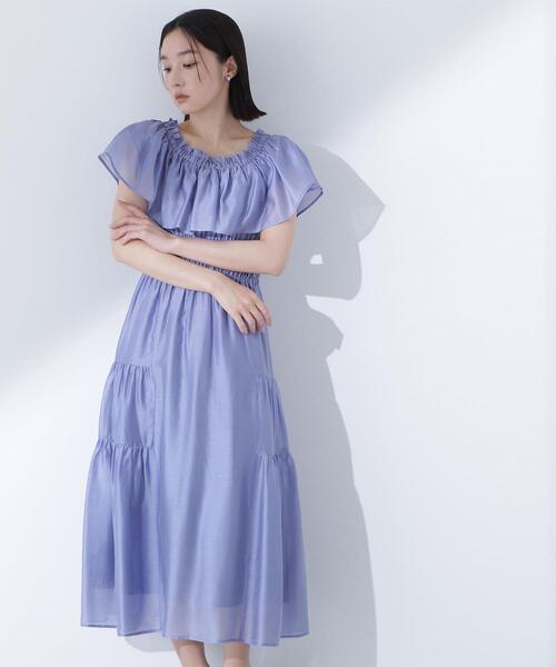 NATURAL BEAUTY BASIC(ナチュラルビューティーベーシック)の「◇シアーオフショルワンピース(ワンピース・レディース・ブルー/ネイビー/ダークブラウン・SMALL/MEDIUM/P/S)」の17枚目の写真
