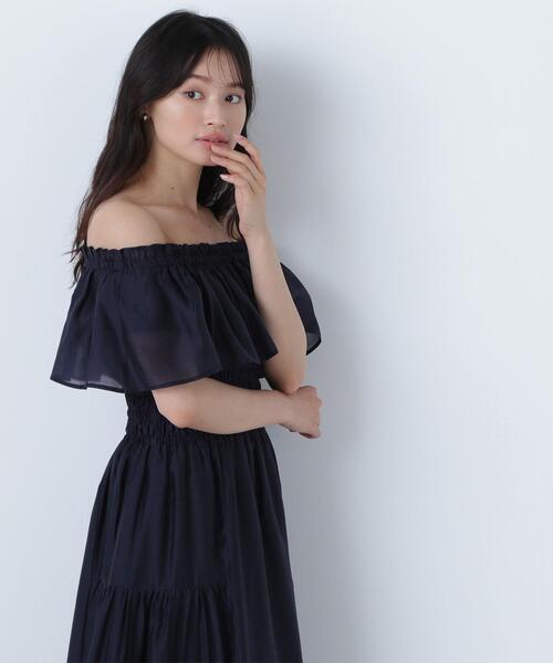 NATURAL BEAUTY BASIC(ナチュラルビューティーベーシック)の「◇シアーオフショルワンピース(ワンピース・レディース・ブルー/ネイビー/ダークブラウン・SMALL/MEDIUM/P/S)」の10枚目の写真