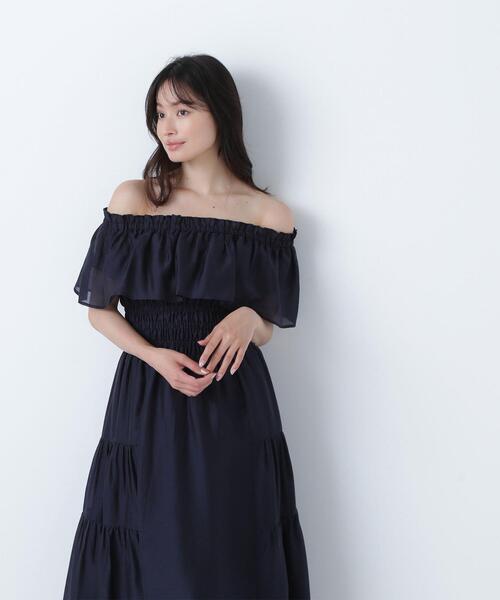 NATURAL BEAUTY BASIC(ナチュラルビューティーベーシック)の「◇シアーオフショルワンピース(ワンピース・レディース・ブルー/ネイビー/ダークブラウン・SMALL/MEDIUM/P/S)」の8枚目の写真