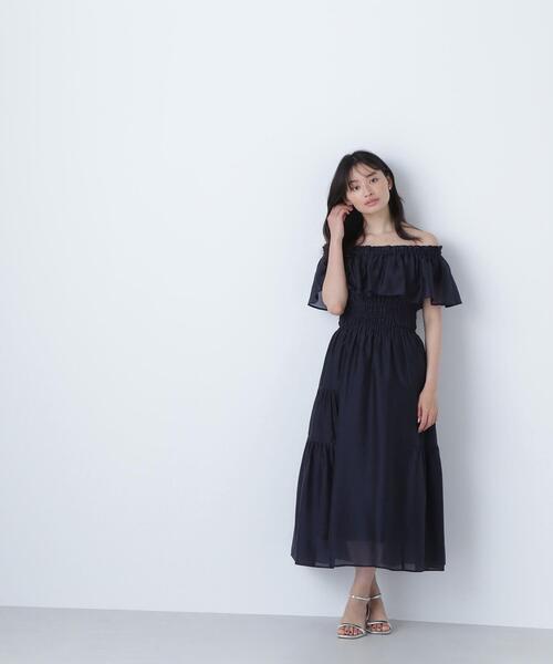 NATURAL BEAUTY BASIC(ナチュラルビューティーベーシック)の「◇シアーオフショルワンピース(ワンピース・レディース・ブルー/ネイビー/ダークブラウン・SMALL/MEDIUM/P/S)」の7枚目の写真
