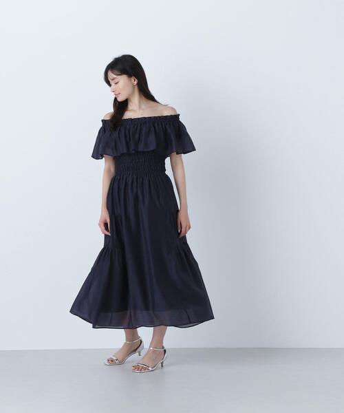 NATURAL BEAUTY BASIC(ナチュラルビューティーベーシック)の「◇シアーオフショルワンピース(ワンピース・レディース・ブルー/ネイビー/ダークブラウン・SMALL/MEDIUM/P/S)」の5枚目の写真
