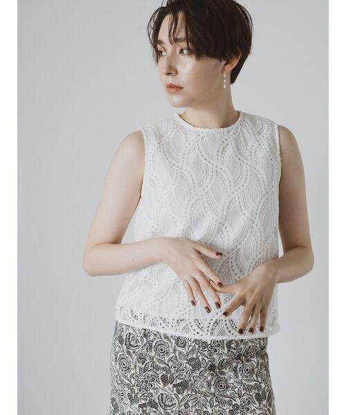 Te chichi CLASSIC（テチチクラシック）の「ウェーブケミカルレースノースリブラウス（セットアップ可）《2025summer catalog item》（シャツ/ブラウス・レディース・オフホワイト・F）」の7枚目の写真