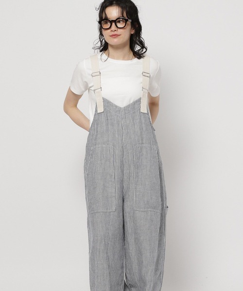 【完売品】✨最終お値下げニコアンド　FINEリネンツイルサロペット　キャメル　L セール】FINEリネンツイルサロペット（サロペット