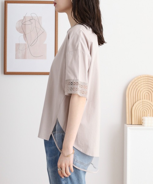 tシャツ AnnaNicola レース切り替えカットソー レディース Anna Nicola tシャツ AnnaNicola レース切り替えカットソー