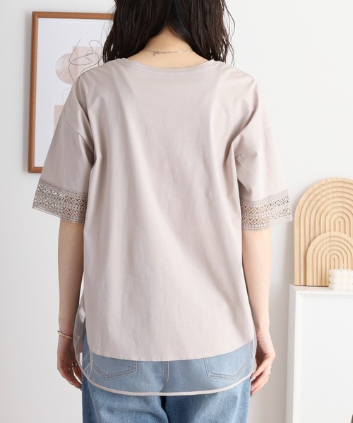 セール】Anna Nicola レース切り替え半袖カットソー（Tシャツ