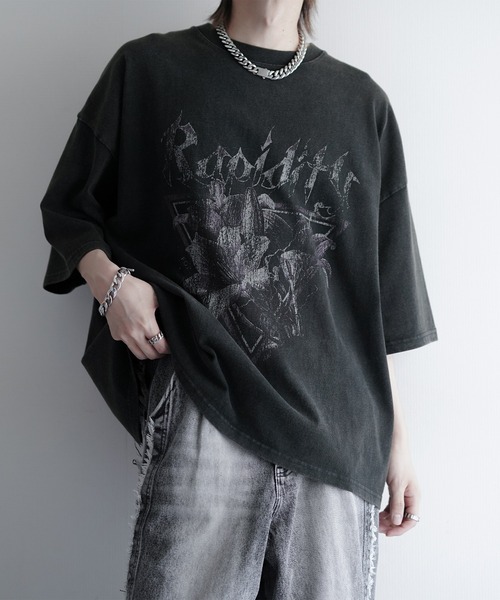 cussil/クシル】硫化スノー加工ヴィンテージグラフィックプリント半袖T