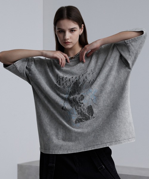 cussil（クシル）の「【cussil/クシル】硫化スノー加工ヴィンテージグラフィックプリント半袖Tシャツ（Tシャツ/カットソー・メンズ・ブラック系1/グレー系1/ブラック系2・S/M/L）」の9枚目の写真