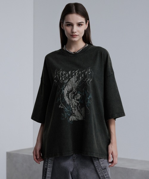 cussil（クシル）の「【cussil/クシル】硫化スノー加工ヴィンテージグラフィックプリント半袖Tシャツ（Tシャツ/カットソー・メンズ・ブラック系1/グレー系1/ブラック系2・S/M/L）」の19枚目の写真