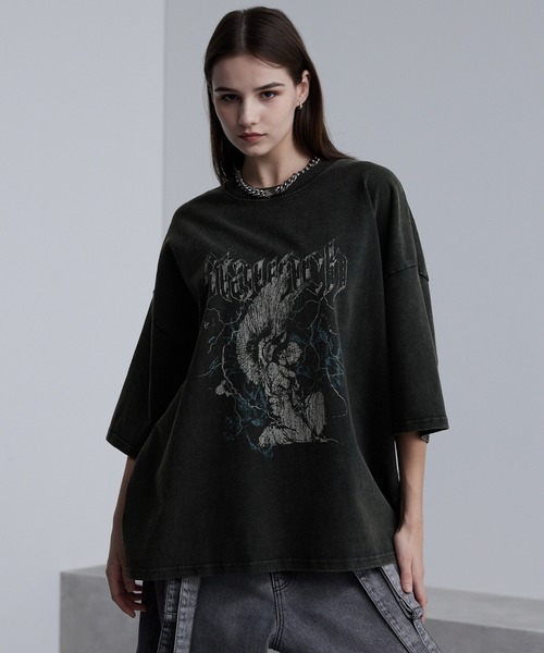 cussil（クシル）の「【cussil/クシル】硫化スノー加工ヴィンテージグラフィックプリント半袖Tシャツ（Tシャツ/カットソー・メンズ・ブラック系1/グレー系1/ブラック系2・S/M/L）」の20枚目の写真