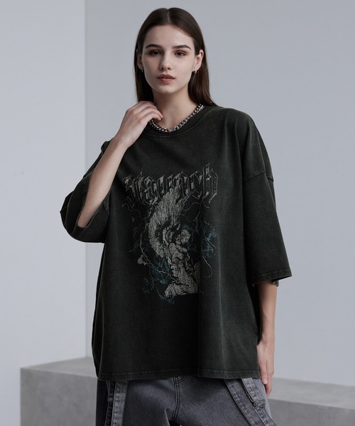 cussil（クシル）の「【cussil/クシル】硫化スノー加工ヴィンテージグラフィックプリント半袖Tシャツ（Tシャツ/カットソー・メンズ・ブラック系1/グレー系1/ブラック系2・S/M/L）」の21枚目の写真