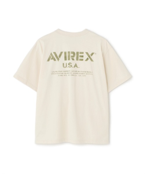 AVIREX(アヴィレックス)の「MIL. STENCIL OFFICIAL LOGO T-SHIRT / ステンシル オフィシャルロゴ 半袖Tシャツ / AVIREX / アヴィレックス(Tシャツ/カットソー・メンズ・ブラック/ナチュラル/オリーブ系・M/L/2XL/XL)」の2枚目の写真