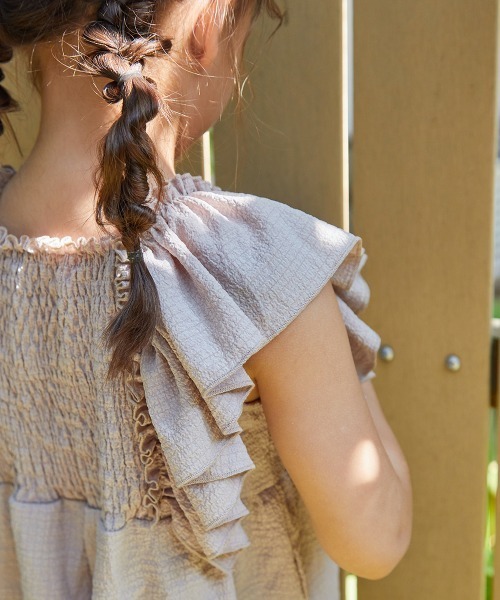 riziere（リジェール）の「ショルダーフリルシャーリングオールインワン（つなぎ/オールインワン・キッズ・ブラウン/ベージュ・90/100/110/120/130/140/150）」の10枚目の写真