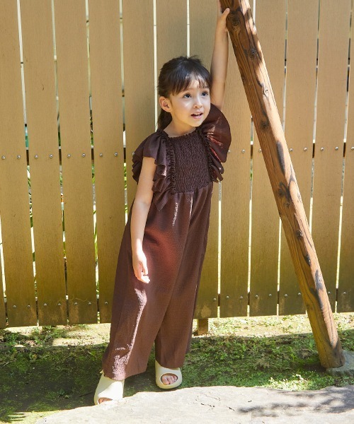 riziere（リジェール）の「ショルダーフリルシャーリングオールインワン（つなぎ/オールインワン・キッズ・ブラウン/ベージュ・90/100/110/120/130/140/150）」の15枚目の写真