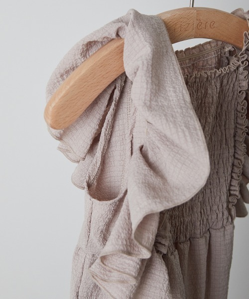 riziere（リジェール）の「ショルダーフリルシャーリングオールインワン（つなぎ/オールインワン・キッズ・ブラウン/ベージュ・90/100/110/120/130/140/150）」の21枚目の写真