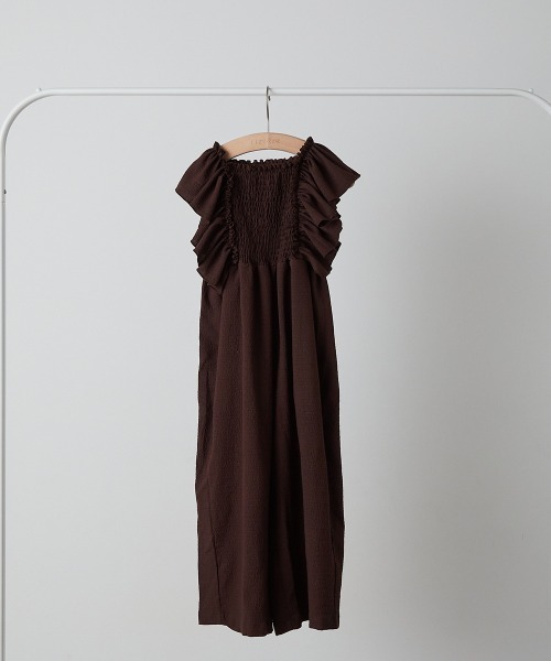 riziere（リジェール）の「ショルダーフリルシャーリングオールインワン（つなぎ/オールインワン・キッズ・ブラウン/ベージュ・90/100/110/120/130/140/150）」の18枚目の写真