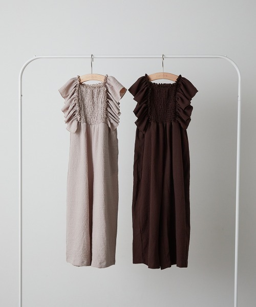 riziere（リジェール）の「ショルダーフリルシャーリングオールインワン（つなぎ/オールインワン・キッズ・ブラウン/ベージュ・90/100/110/120/130/140/150）」の17枚目の写真