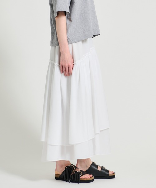 ESTNATION(エストネーション)の「ESTNATION / アシンメトリー エアリー スカート(スカート・レディース・ホワイト/ライトグリーン・36/38)」の10枚目の写真