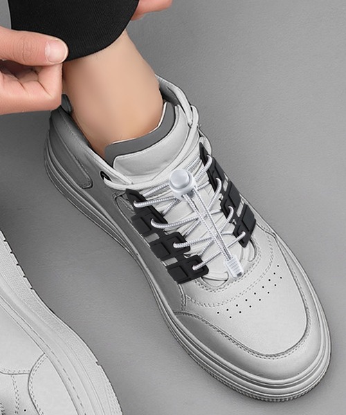 florist（フローリスト）の「【結ばない靴紐】アジャスター付スポーティ靴ひも2本セット（1足分）（シューズ小物/雑貨・レディース・ホワイト系1/レッド系1/レッド系3/グレー系3/パープル系3/スカイブルー系1/イエロー系2/ライトグレー系3/ベージュ系3/グリーン系3/モスグリーン系3/パープル系1/グリーン系2/ブラック系3/ピンク系1/イエロー系1/ブルー系1/オレンジ系1/オレンジ系2/オレンジ系4/グリーン系4/ピンク系3/ホワイト系3/オレンジ系3/イエロー系3/ブルー系3/ネイビー系1/グレー系1/ブラック系1/ネイビー系3/モスグリーン系1/ブラウン系1/イエロー系4/スカイブルー系3/ベージュ系1/ブラウン系3/グリーン系1/ライトグレー系1・ONESIZE）」の5枚目の写真