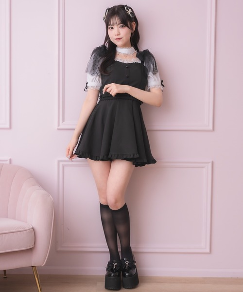 新品タグ付⭐︎POTECHINO ポテチーノ カットソー　シフォンフリル　ドット柄 b2310-011781_d5.jpg