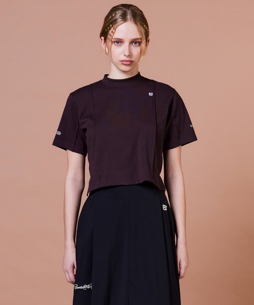 DOUBLE STANDARD CLOTHING(ダブルスタンダードクロージング)の「天竺ピンタックTシャツ(Tシャツ/カットソー・レディース・ブラウン/オフホワイト・FREE)」の1枚目の写真