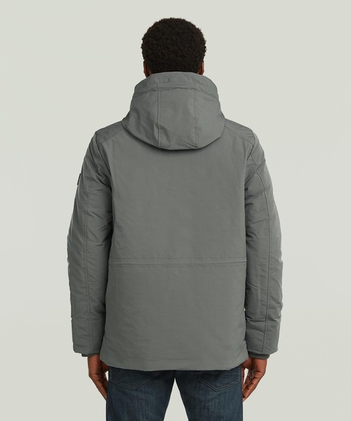 G-STAR（ジースター）の「Clean Vodan Padded Hooded Jacket/ミリタリーディテール中綿フーデッドジャケット（ダウンジャケット/コート・メンズ・ダークブラック/グレー・X-SMALL/SMALL/MEDIUM/LARGE）」の3枚目の写真