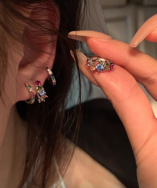 セール】YU-KA:ビジューフープピアス bijou hoop pierce（ピアス