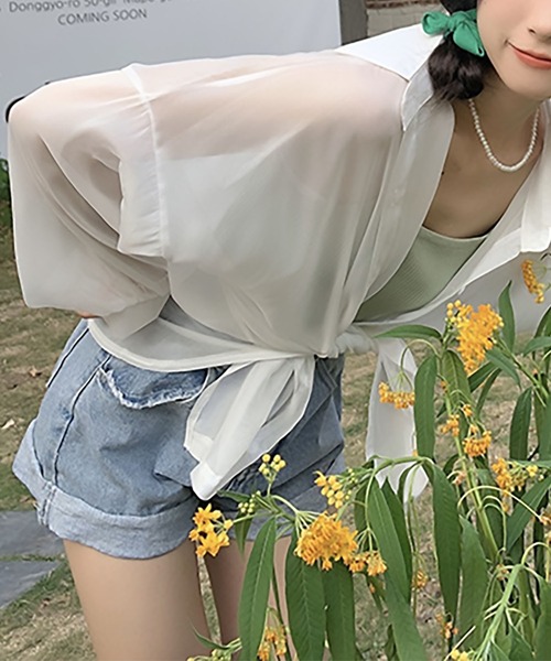 MAISON DE THERESE（メゾン ド テレーズ）の「長袖UVカットシャツ（シャツ/ブラウス・レディース・グレー/アイボリー/ブルー/ホワイト・FREE）」の13枚目の写真