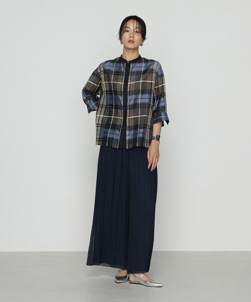 K.T KIYOKO TAKASE（キヨコタカセ）の「シルクドビーチェックビックシルエット シャツ羽織（シャツ/ブラウス・レディース・ブルー系その他/ブラウン系その他・9号/7号）」の11枚目の写真