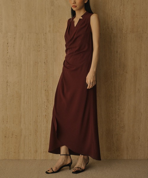 anuans（アニュアンス）の「ライトダブルサテンカシュクールワンピース（ワンピース・レディース・ブラック/ベージュ/バーガンディー・M/S）」の5枚目の写真