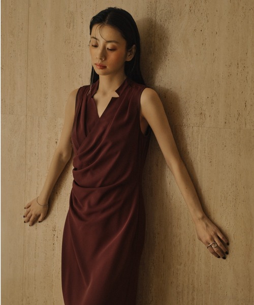 ライトダブルサテンカシュクールワンピース（ワンピース）｜anuans（ア