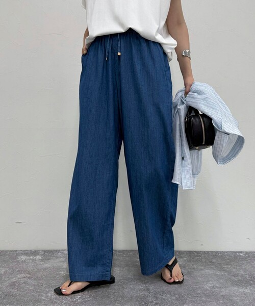 fredy emue（フレディエミュ）の「ライトオンスデニムイージーパンツ（デニムパンツ・レディース・ブルー/ネイビー・38/36）」の8枚目の写真