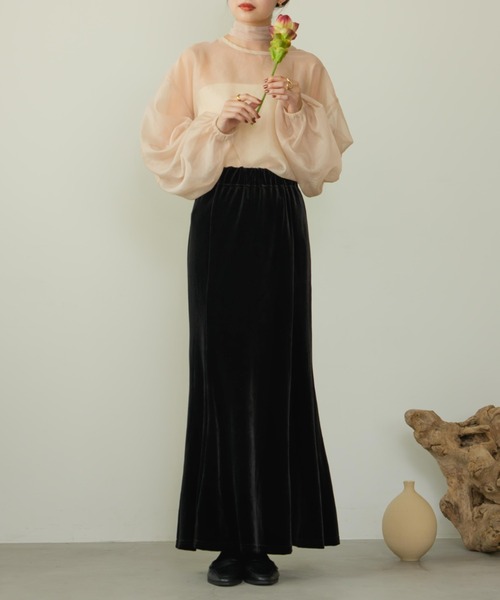 hinari ベロアマーメードスカート アイボリー　XS ベロアマーメードスカート（スカート）｜hinari（ヒナリ）の