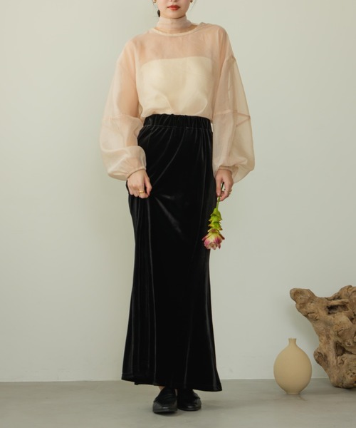 hinari（ヒナリ）の「ベロアマーメードスカート（スカート・レディース・ブラック/アイボリー・FREE/X-SMALL/SMALL）」の7枚目の写真