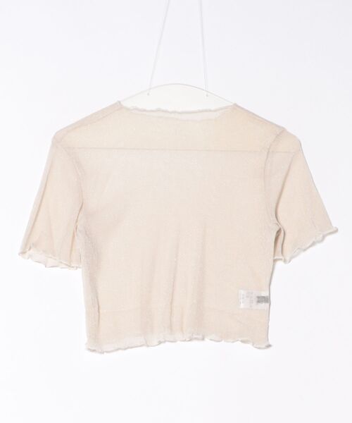 STYLEBLOCK(スタイルブロック)の「ショート丈メロウ加工ラメシアーTシャツ(Tシャツ/カットソー・レディース・アイボリー/ブラック/ライトグレー・FREE)」の5枚目の写真