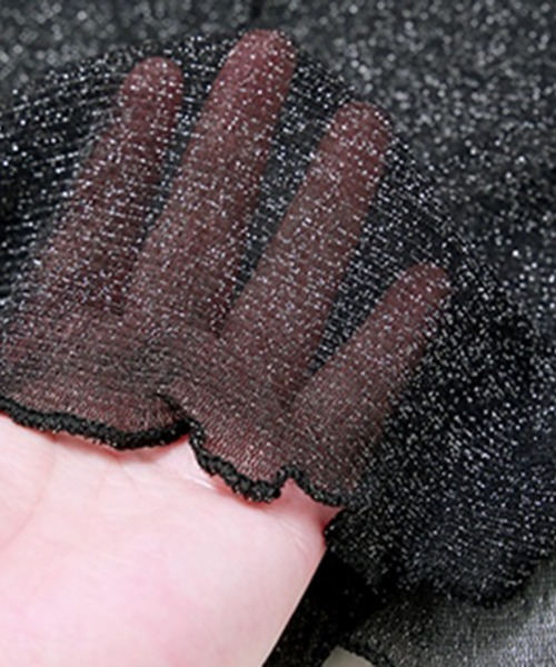 STYLEBLOCK(スタイルブロック)の「ショート丈メロウ加工ラメシアーTシャツ(Tシャツ/カットソー・レディース・アイボリー/ブラック/ライトグレー・FREE)」の8枚目の写真