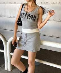 ノースリーブフードトップスミニスカートセットアップ
