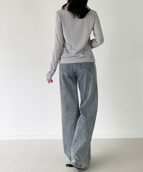junoah(ジュノア)の「リブカットフリルポロ(Tシャツ/カットソー・レディース・ブラック/ネイビー/ライトグレー・LARGE/MEDIUM/SMALL)」の10枚目の写真
