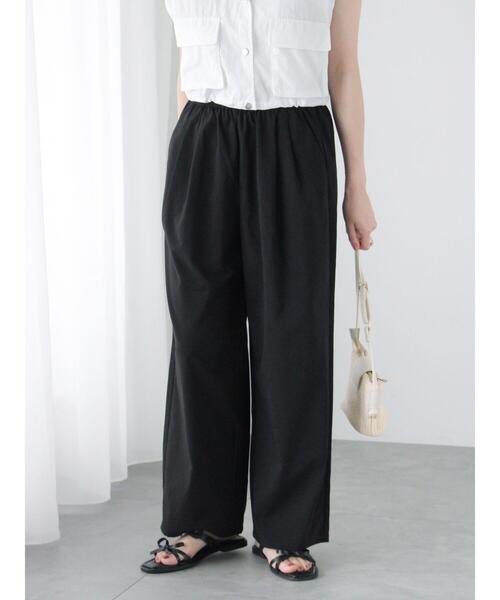 Te chichi TERRASSE（テチチテラス）の「麻調タック入りイージーパンツ（その他パンツ・レディース・ブラック/ブラウン/ベージュ・F）」の2枚目の写真