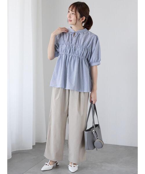 Te chichi TERRASSE（テチチテラス）の「麻調タック入りイージーパンツ（その他パンツ・レディース・ブラック/ブラウン/ベージュ・F）」の7枚目の写真