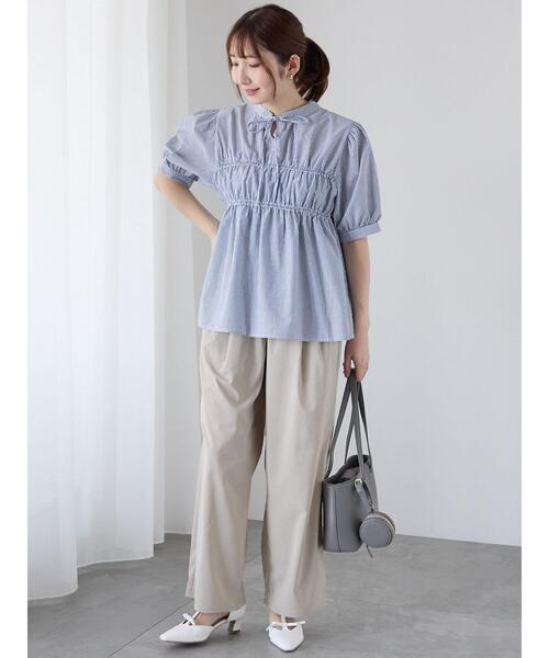 Te chichi TERRASSE（テチチテラス）の「麻調タック入りイージーパンツ（その他パンツ・レディース・ブラック/ブラウン/ベージュ・F）」の8枚目の写真