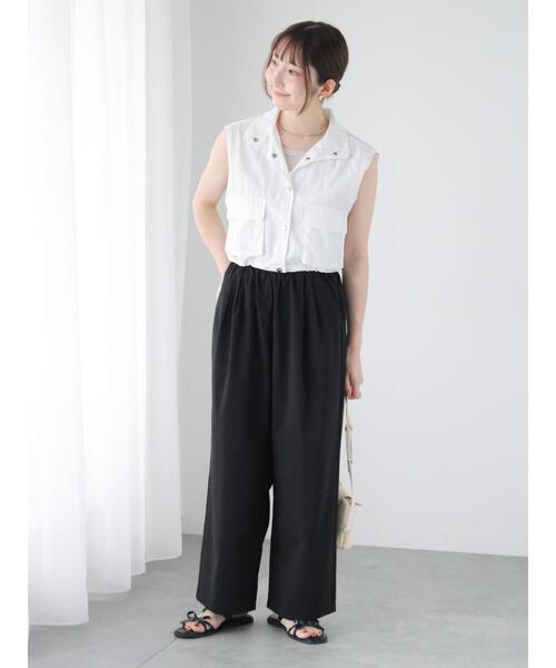 Te chichi TERRASSE（テチチテラス）の「麻調タック入りイージーパンツ（その他パンツ・レディース・ブラック/ブラウン/ベージュ・F）」の9枚目の写真