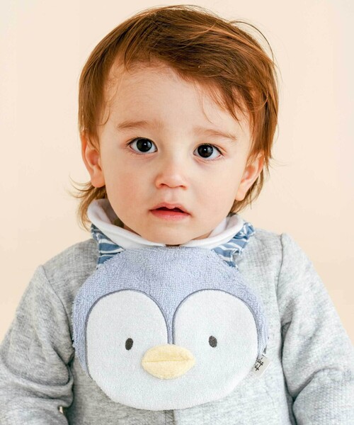 SLAP SLIP BABY（スラップスリップベビー）の「【お揃い】アニマルクマウサギペンギンライオンネコモチーフお顔スタイベビー（スタイ/よだれかけ・キッズ・オフホワイト/ブルー/イエロー/ベージュ/ピンク・FREE）」の4枚目の写真