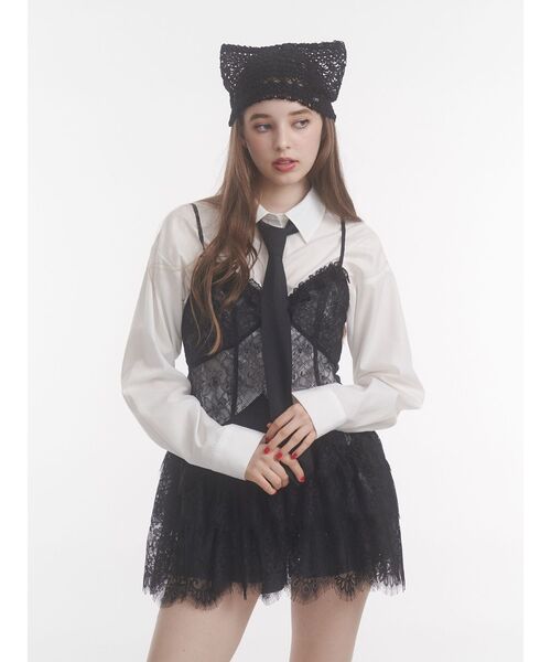 jouetie（ジュエティ）の「フリルランジェリーレースミニワンピース（ワンピース・レディース・ブラック/オフホワイト・MEDIUM）」の10枚目の写真