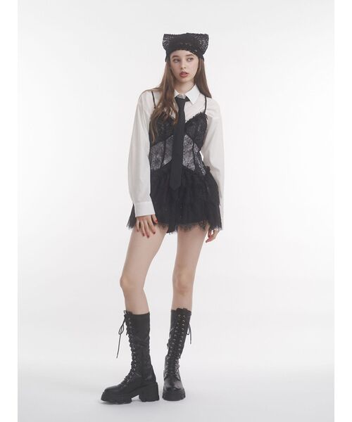 jouetie（ジュエティ）の「フリルランジェリーレースミニワンピース（ワンピース・レディース・ブラック/オフホワイト・MEDIUM）」の13枚目の写真