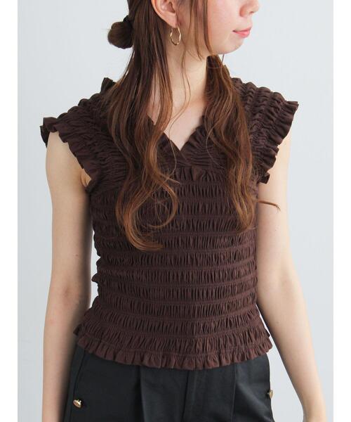 Te chichi(テチチ)の「2WAYシャーリングカットソートップス(Tシャツ/カットソー・レディース・ブラック/ブラウン/グレー・F)」の6枚目の写真